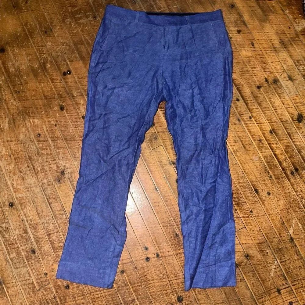 Banana Republic blue flat front linen size 2 slacks